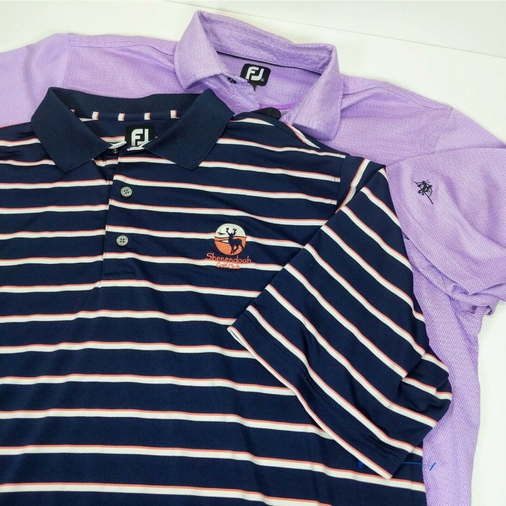 Lot of 2 FootJoy FJ Mens Short Sleeve Polo Golf Shirt w/ Logo Size XL
